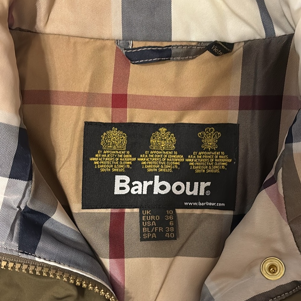 BNWT Barbour Millfire tartan quilted jacket in olive / hessian - size US 6 UK 10 - Picture 3 of 12
